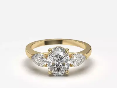 Three Stone diamond Ring 3D print model