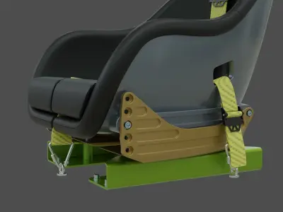 Highpoly seat assembly for rally car 3D model