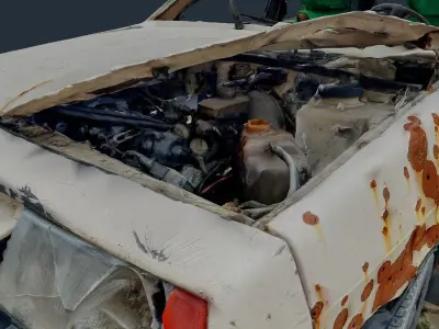 3D model VAZ Lada Sputnik 1300 Destroyed Car - Ukraine 3D model