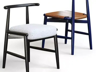 Luxury Wooden Dining Set with Upholstered Chairs Low-poly 3D model