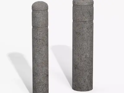 Granite Bollard Pillars Low-poly 3D model