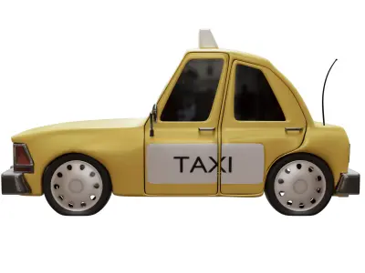 Collection  Cars  Toon Police Taxi Low-poly 3D model