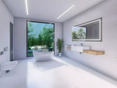 White and Gold Bathroom Interior Design Free 3D model