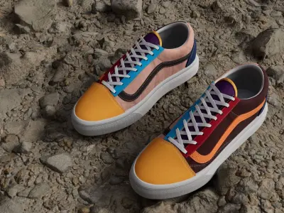 VansVaultOld Skool Multicolor Shoes Low-poly 3D model