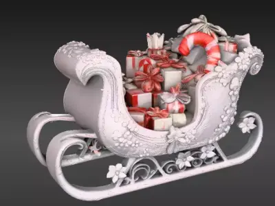 Christmas Candy  Gift Sleigh Fully Joint Model  Low-poly 3D model