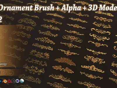 150 Ornament Brush Alpha  3D Model Vol 2  3D model