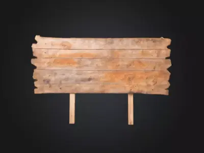 Rustic Wooden Signboard Low-poly 3D model