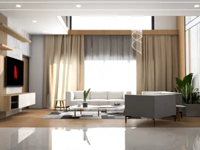 Modern Luxurious Living Room 3D model