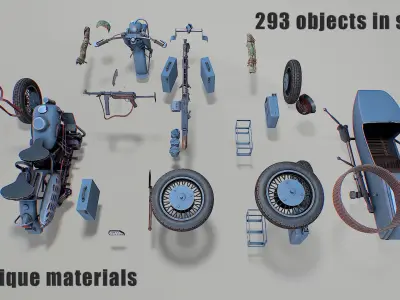 Military motorcycle Low-poly 3D model