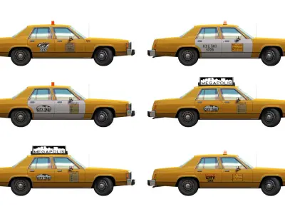 New York Taxi Cab Low-poly 3D model
