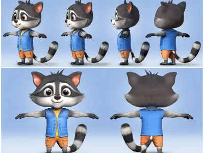 Cute 3d Racoon Model Lowpoly  Low-poly 3D model