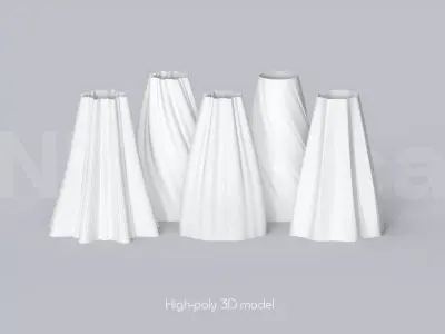 Vase Set STL Files for 3d Printing 3D Printable Vase Collection  3D print model