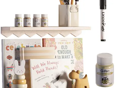 M Whiteboard Shelf  Plush Toy  Wall Decor 03 3D model