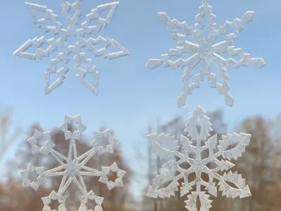 Snowflakes four Low-poly 3D model