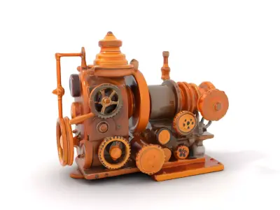 Steampunk Bronze Engine model pack Low-poly 3D model