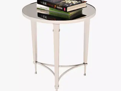 Global Views French Nickel End Table With Books 3D model