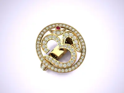 Om Symbol Good Diamond Ring 3D print model 3D print model