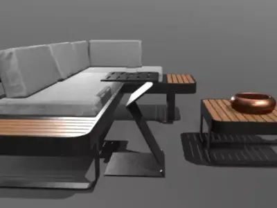 Outdoor couch Low-poly 3D model