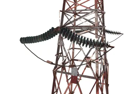 Electricity Pole 8 Weathered Low-poly 3D model