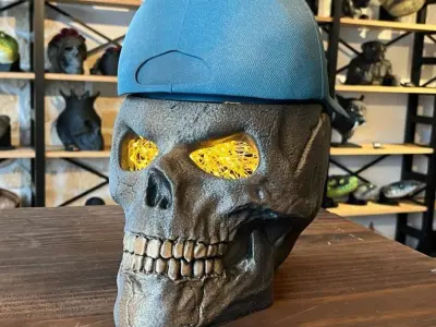 Skull with Basecup Hat  hollow inside 3D print model