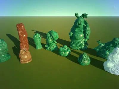 Buddhad wooden statue Low-poly 3D model