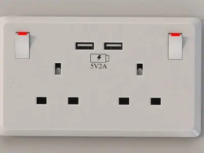 Electrical Plug and Switches Adapter with Usb Outlets 3D model