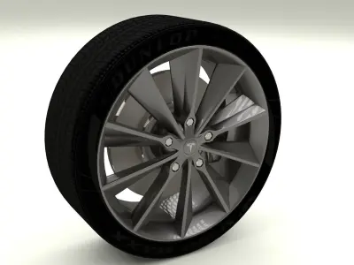 Tesla Model S Wheel Low-poly 3D model