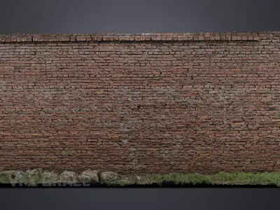 Red Brick Wall 002 3D model