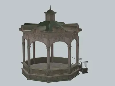 Solomonic Inspired Monument Gazebo In Park Low-Poly 3D model Low-poly 3D model