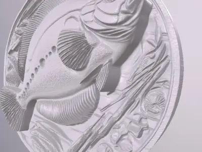 Flounder Fish 3 basrelief for 3D printing 3D print model