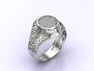 Print Ready STL 3DM  Gents Rings Diamond Men Ring  3D print model 49