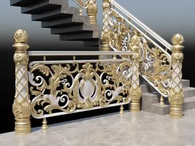 Staircase railings 3 Low-poly 3D model