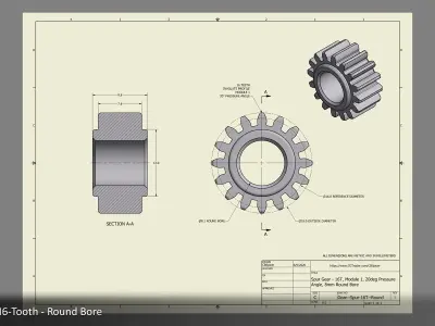 16-Tooth Spur Gear 03 3D print model