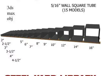 5 16in Wall Square Tube 3D model