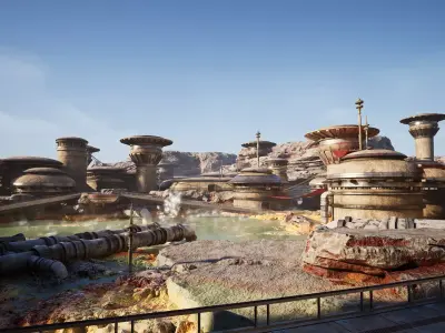 Science Fiction Geothermal City Unreal Engine Low-poly 3D model