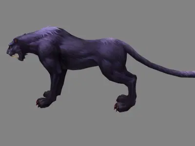 Cartoon black panther Low-poly 3D model