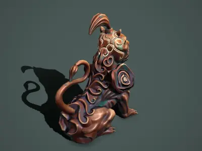 Statue lion Low-poly 3D model