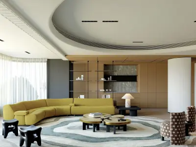 Modern Artistic Large Apartment Living Dining Room 3D model