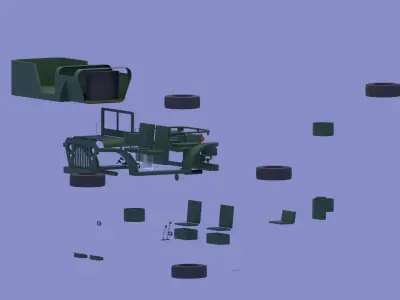 Cartoon Military Jeep Willys Low-poly 3D model
