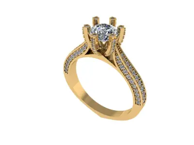 Women diamond engagement ring 3d render 3D print model 2
