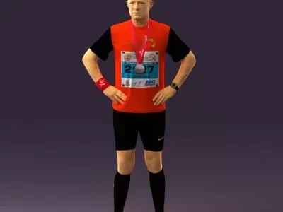 Man in red runner uniform 0916 3D model
