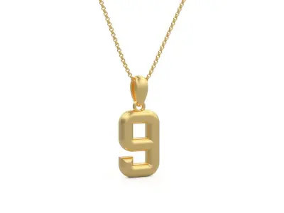 Model 1165 Number 9 Necklace Curved 3D print model