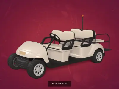 Airport - Utility Golf Cart -- Electric Vehicle 3D Model Pack