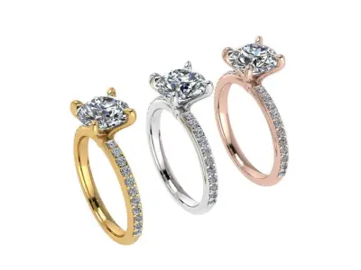 Ring020 diamond engagement ring gold 3D print model