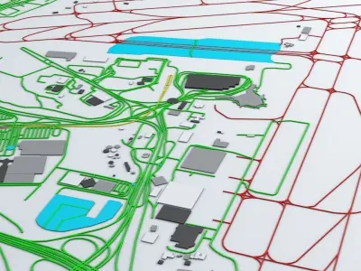 Istanbul Ataturk TAV Airport Roads Buildings and Public Trans 3D model