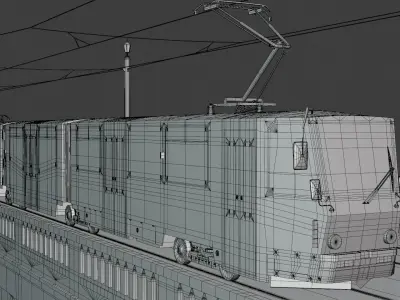 Bridge with KT8D5 tram 3D model