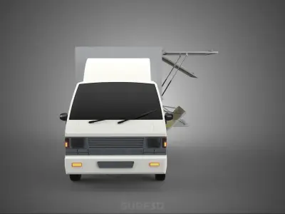 DELIVERY BOX TRUCK FREIGHT SHIPPING CARGO TRAILER CONTAINER CAR 3D model