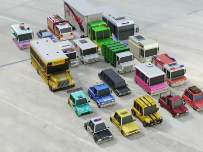 Cars Pack Low-poly  Low-poly 3D model