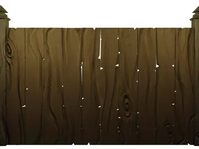 Fence wooden Low-poly 3D model