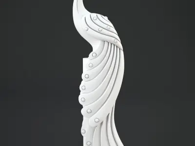peacock silver statue 3D model